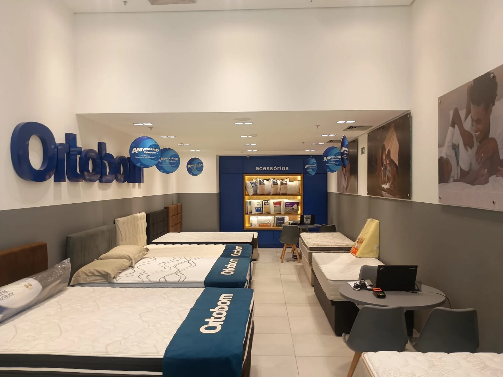 Ambiente interno da loja Ortobom Mooca Plaza Shopping